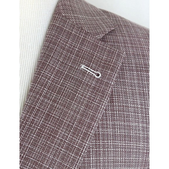 S. Cohen Custom Lanificio di Pray Wool Sport Coat Blazer Plaid Red Mens 44T - Picture 3 of 14